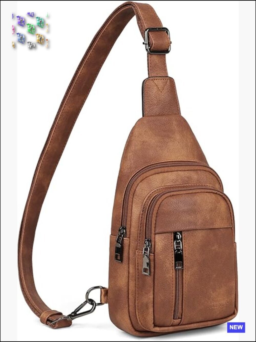 Sling Bag Crossbody Fanny Pack Faux Leather Adjustable Strap Travel Handsfree